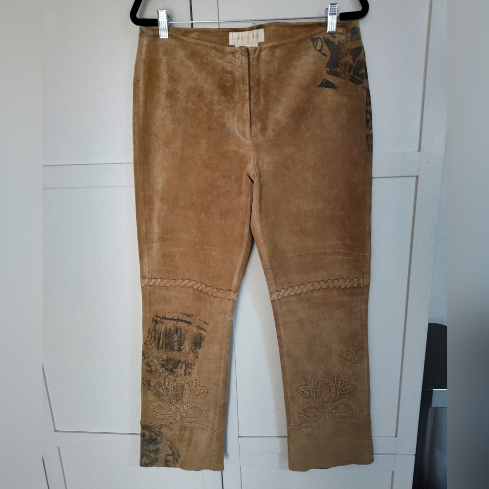 Margaret Godfrey Vintage Suede Leather Pants Sz 12 Fully Lined *Art Issue *Read